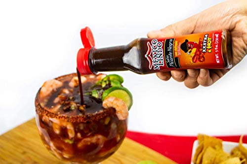 Image of Mexico Lindo Picante Negra Xxxtra Hot Sauce | Scoville Unit Level 80,000 | Sugar Free | 5 Fl Oz Bottle (Pack of 1)