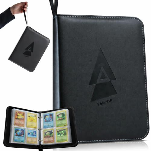 Raccoglitore Carte Pokemon 4 Tasche con Cerniera 400 carte - Album Porta Carte compatibile Magic, One Piece e Yu Gi Oh