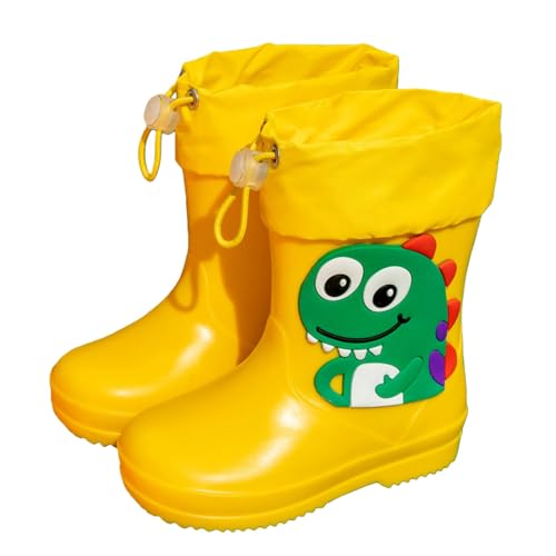 Botas de lluvia para niños, ligeras, antideslizantes, botas de goma para exteriores, ligeras e impermeables, botas medianas lindas de dinosaurios, cómodas para todo tipo de clima, botas para niños y