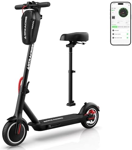 GTRACING Electric Scooter Adults with Seat Detachable and 3L Bag, 20 Miles Range, 6/10/15/22mph Four Gear Speeds, Foldable Commuting Power by 450W Motor and App Control, 8.5