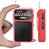 PRUNUS J-555 Pocket Radio AM FM USB-C Charging& Battery Operated, Excellent Reception& Clear Speaker and Headphone Jack, Back Clip, Flashlight, Transistor Radios, Portable Radio AM FM, Mini Radios