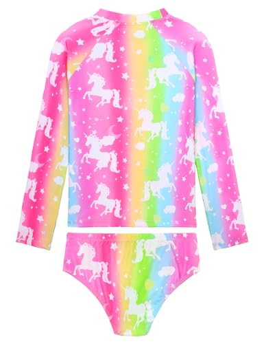 Girls Rash Guard Swimsuit Two Pieces Adorable Swimswear Quick Dry Bathing Suit Long Sleeve2