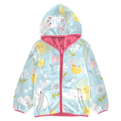 OTVEE Easter Bunny Chicks Kids Hoodie Jacket Fall Spring Full Zip Warm Outwear Coat