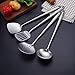 304 Stainless Steel Kitchen Utensils Set - 17” All Metal Cooking Tools, 6-Pcs Extra Long Handle Utensils with Spatula, Soup Ladle, Skimmer Spoon, Slotted Spatula Turner, Spaghetti Server, Solid Spoon
