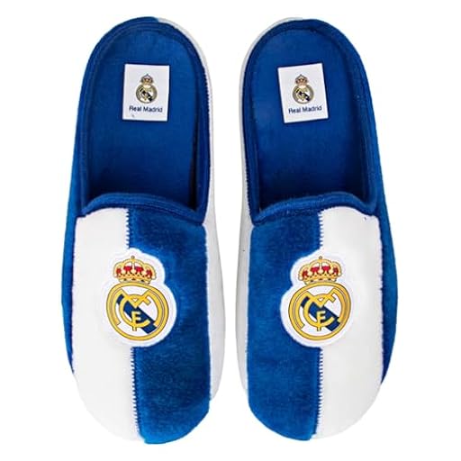 MARPEN SLIPPERS Zapatillas de casa Real Madrid CF Oficiales Temporada 25/26 para Hombre o Mujer, Suela Caucho Diseño Fútbol, Azul y blanco, Talla 42 | Ya disponible en tu tienda friki favorita! En mundofriki.es!