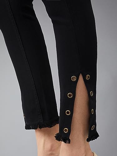 Image of Dolce Crudo Women's Black Skinny Fit Relaxed High Rise Regular Length Denim Stretchable Jeans