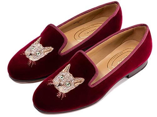 Image of Journey West Women's Velvet Loafer Flat with Embroidery Velvet Slippers