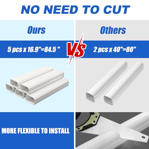 SUREPHON 4" 10Ft Mini Split Line Set Cover, Plastic Line Kit for Outside Units, Mini Split Air Conditioner, Central AC and Heat Pump