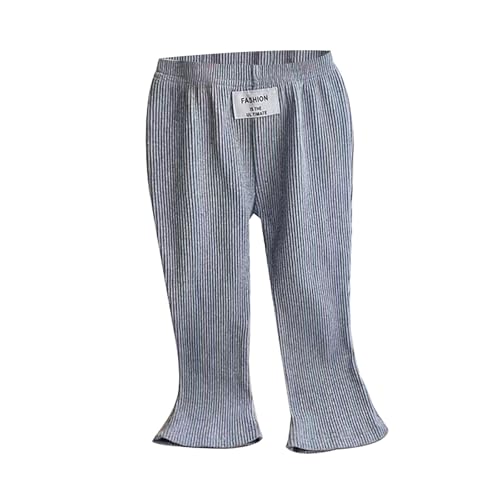 Girls School Trouser Flare Leggings Ribbed Flared Pants High Waisted Ruffle Leggings Solid Color Bell Bottoms