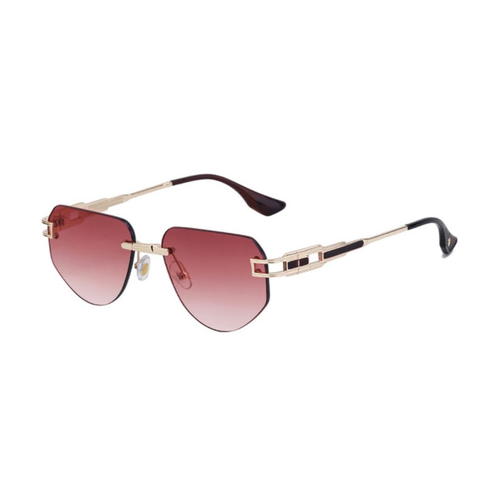 Gafas de sol ovaladas de moda para mujeres y hombres, vintage, de lujo, sin montura, de metal, retro, UV400