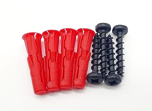 Juego de tornillos que contiene 4 tornillos y 4 tacos de pared para fijaciones de 4 mm a 6 mm de diámetro. Compatible con productos producidos por Origin Designed Ltd. 1 juego incluye 8 piezas (juego
