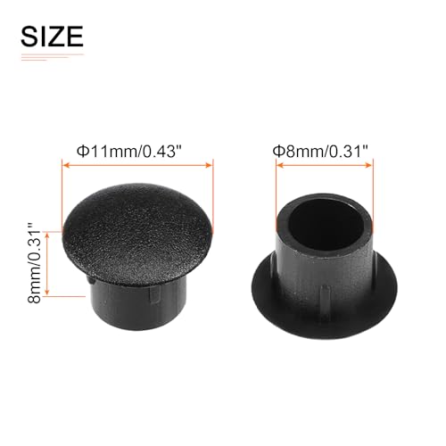 Image of DTGN 8mm x 11mm x 8mm(Dia. x Cap Dia. x H) Screw Hole Plugs - 30Pack - Good for Furniture Cupboard Wardrobe - Plastic Fastener Hole Caps - Black