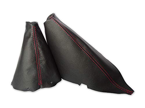 The Tuning-Shop Ltd Manual Shift & Ebrake Boot For Mini Cooper R50 R53 S-One Leather Red Stitching