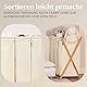 Hennez Wäschesammler XXL - Wäschekorb 3 Fächer - Wäschesortierer Wäschebox - Holz - Wäschetrenner Beige - Wäsche Sortiersystem Bambus - Wäschkorb - Laundry Basket