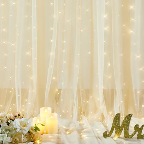 Telón de tul champagne 3x3 m con luces para fiestas miniatura 7