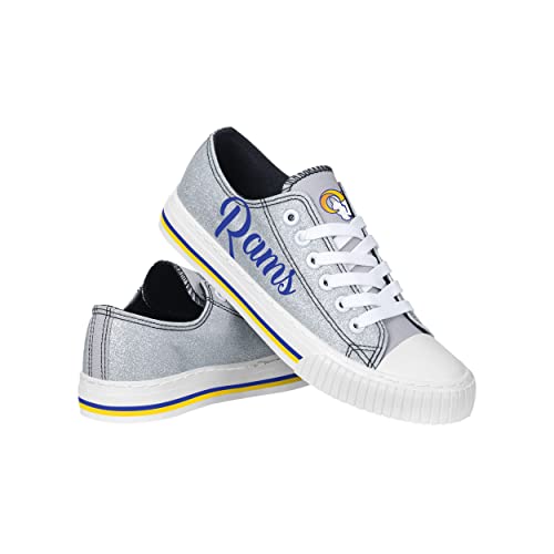 Image of FOCO Womens NFL Team Logo Ladies Fashion Color Glitter Low Top Canvas Sneakers Shoes