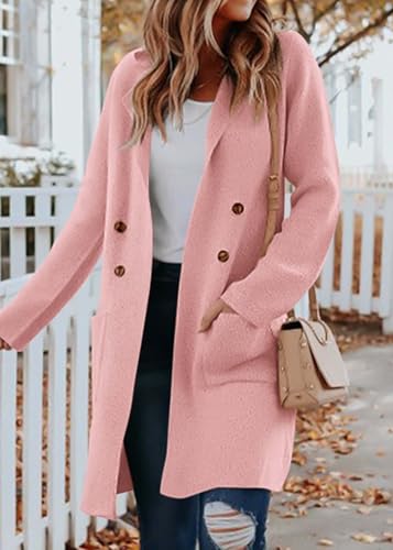 KIRUNDO Cardigan Sweaters for Women 2026 Fall Open Front Knit Sweater Jackets Business Casual Long Coatigan Winter Clothing(Pink, XX-Large) — view 3