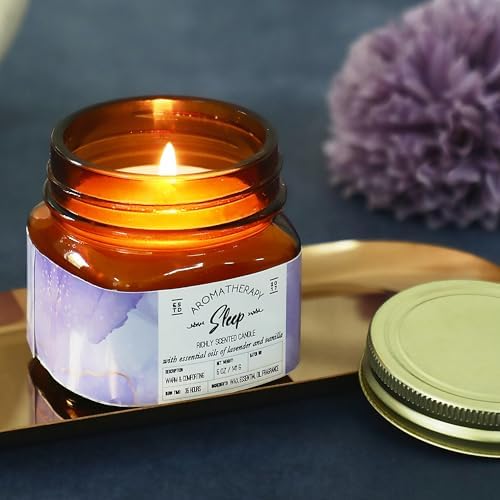 Image of Welburn Veda&Co Scented Wax Candle - Induces Sleep | Aromatherapy Jar Candle for Home Decor | Enhance Your Mood | Enhance Your Space with Soothing Scents (35 Hours Burn Time, 141gm),