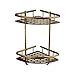 Moddyy Rustikal Messing Doppel Badezimmer Regal Rostschutz Aluminium Toilette Ecke Dusche Caddy Ablagekorb Mit 2 Haken 2 Ebenen Bad Dreieck Ablage Regale for WC Küche