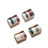 Buena adherencia: La cinta decorativa es fácil de pegar y despegar, con buena adherencia, puede usar esta cinta para hacer regalos y decoraciones creativas, llenas de color y diversión
