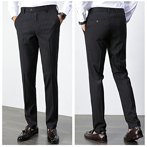 Maiyifu-GJ Men Slim Stretch Dress Pant Pinstripe Skinny Comfort Tapered Suit Pant Business Wrinkle-Resistant Casual Trousers3