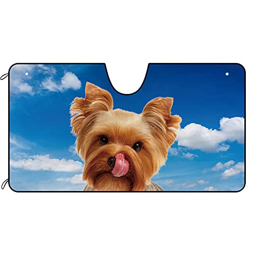 Parasol de coche delantero perro Yorkshire marrón protector solar parabrisas térmico sedán S