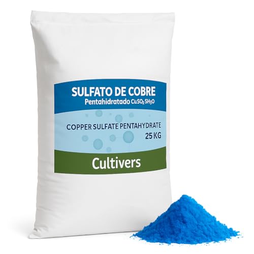 CULTIVERS Sulfato de Cobre cúprico CuSO4 de 25 kg Polvo Mojable.