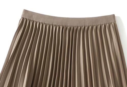Womens Pleated A-Line Skirt Elastic High Waisted Long Skirts for Casual and Formal Occasions 2025 Trendy Fashion2