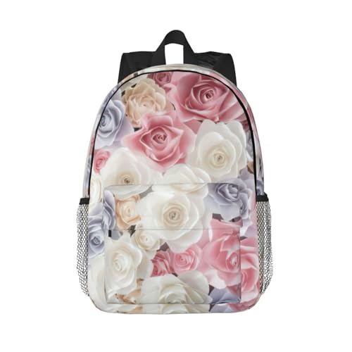 Sac à dos avec motif de pétales de rose contre la fatigue dorsale des étudiants