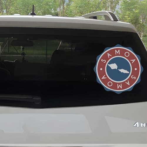 2-Pack Holographic Samoa Flag Car Decals, Vibrant Vinyl Stickers for Unique Vehicle Decor, Durable and Weatherproof, Perfect for Cars, Trucks, and Motorcycles, 5.91 x 5.91 Inches