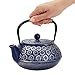Juvale Japanese Cast Iron Teapot with Infuser & Stovetop Tea Kettle - 34 oz, Blue - Heat Retention, Removable Lid & Fold-Down Handle