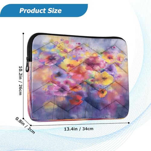 Funda para portátil de 13-14 pulgadas impermeable con diseño de flores miniatura 3