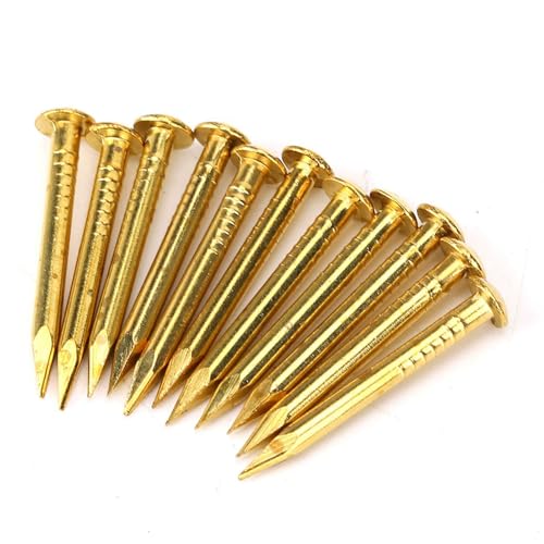 Clavos de cabeza redonda, 100 piezas, de latón para bisagras y accesorios de muebles, longitudes: 10 mm, 15 mm, 18 mm y 22 mm (22 mm largo reforzado) miniatura 5