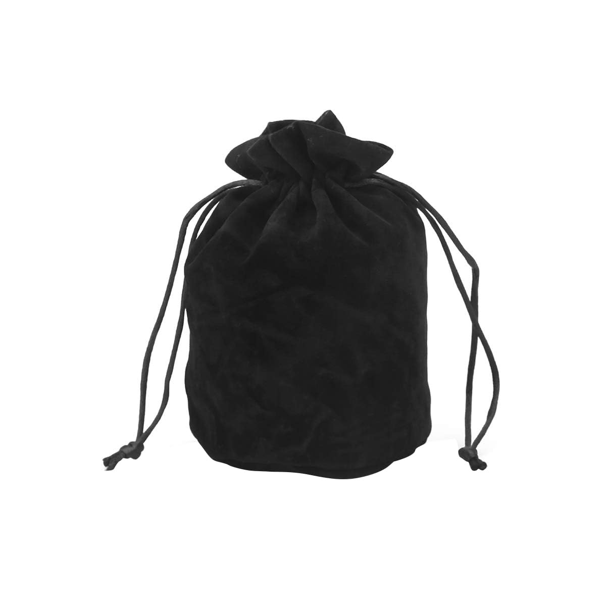 Huba 3 PCS Round Bottom Drawstring Drawstring Bag, Double-layer Velvet Bag for Chess Pieces Velvet Fabric Dice(Black)
