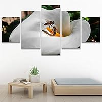 SIGNWIN 5 Panel Canvas Wall Art Bee on Flowers for Home Decorations Ready to Hang - 60
