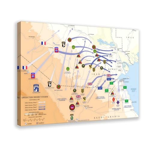 Toile Operation Desert Storm 30x45cm : cadre à suspendre pour décoration murale