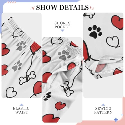 Red Heart Bone Dog Boys Pants for Kids Jogger Pants with Pockets S-XL4