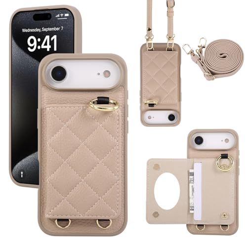 Coque iPhone 17 Air Fine pour Éviter les Chutes avec Anneau et Miroir