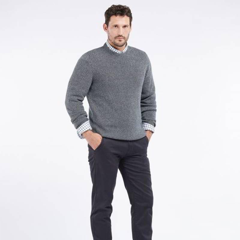 BarbourCotton Twist Nelson Crew Jumper Navy Large, Blue