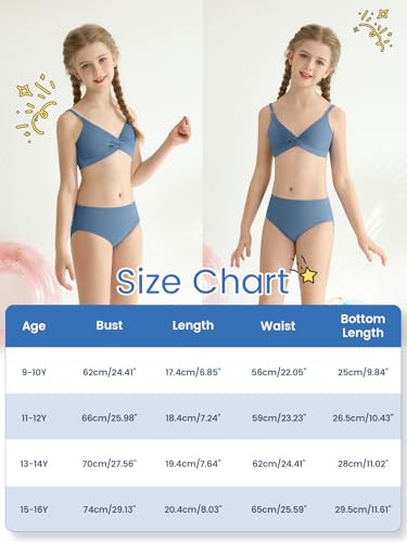 Image of Girls Swimsuit Color Block Bikini Sets Teen Bathing Suit Girls 2 Piece Swimsuits Criss Cross Swimwear for 9-16 Years