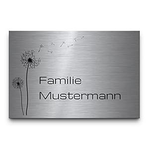 Chrisck Design Türklingel11 Edelstahl Türschild Pusteblume