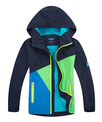 M2C Boys Waterproof Active Jackets Hooded Lightweight Windbreaker Dark Navy 10/12