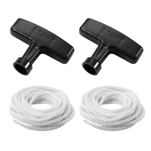 Jwodo 2-Pack Lawn Mower Pull Cord 1.4m 13/64 Inch 5mm Recoil Starter Rope with Handles Fit for Honda Predator Champion Generac Small Engine Generator Trimmer Chain Saw Pressure Washer Snow Blower