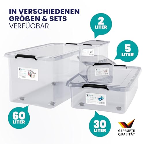 Deuba® 10x Aufbewahrungsbox mit Deckel 2L Box Kunststoff Kisten lebensmittelecht BPA frei klein Klickverschluss transparent stapelbar Küche Schlafzimmer