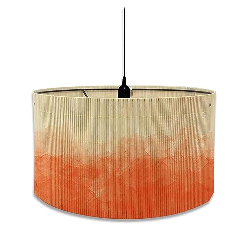 Morbuy Bamboo Lampshade for Table Lamp, Watercolor Style Vintage Style Diameter 30cm Wooden Bedside Light Lampshade Light Shades Wall Light Lamp Shades, Desktop Accessories (Orange)