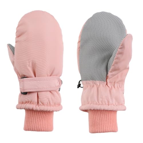 Image of MniJiza Toddler Winter Gloves Kids Fleece Lined Snow Glove Baby Boys Girls Ski Mittens Outdoor (Solid Pink, 6-24M)