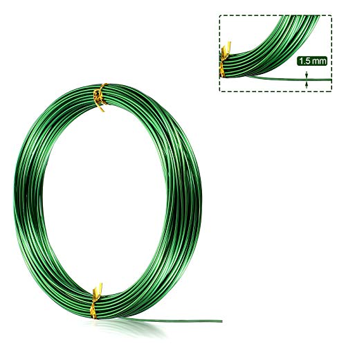 Image of TecUnite Aluminum Craft Wire for Sculpting Armature Bendable Craft Wire for DIY Jewelry Making(Green, 10 M X 1.5 mm, 1 Roll)