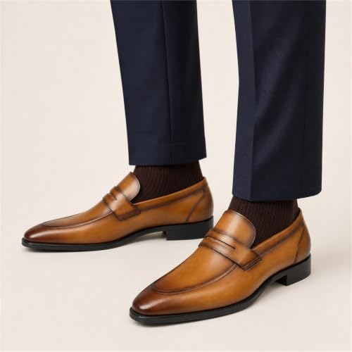 Image of GIFENNSE Men's Dress Shoes Slip-On Loafers Formal Leather Shoes for Men
