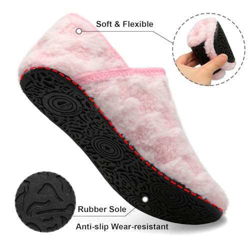 Image of Fires Womens Mens Slippers with Rubber Sole Soft-Lightweight House Slipper Socks Around House Shoes Non Slip Indoor /Outdoor