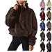 Beige Fleecejacke Damen Casual Warm Langarm Pullover Mit Tasche Elegant Stehkragen Sweatjacke Reißverschluss Teddy Fleece Jacken Weich Plüschjacke Übergangsjacke Komfort Teddyjacke Winterjacke XS